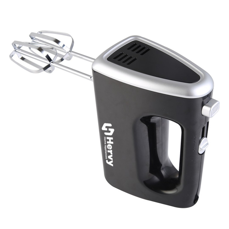 Hervy Egg Beater HM-002 Black HM-002 Hand Mixer 500W, 5 Speed, Turbo, Stainless Steel Body,