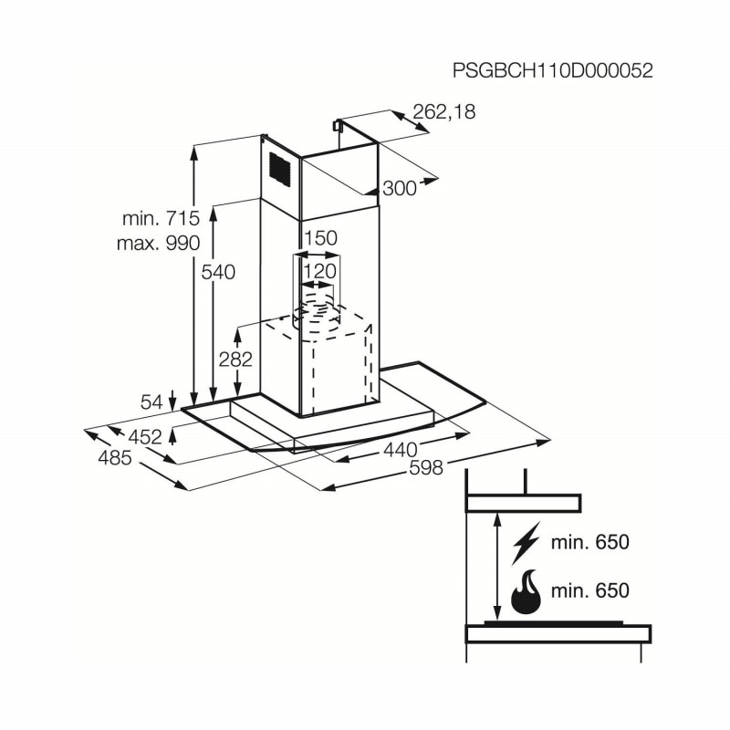 Zanussi ZHC66540XA Hood,60CM,3Speed,1Motor,FZNHDCH9013GX001,Stainless Steel+Free Carbon Filter EFF72