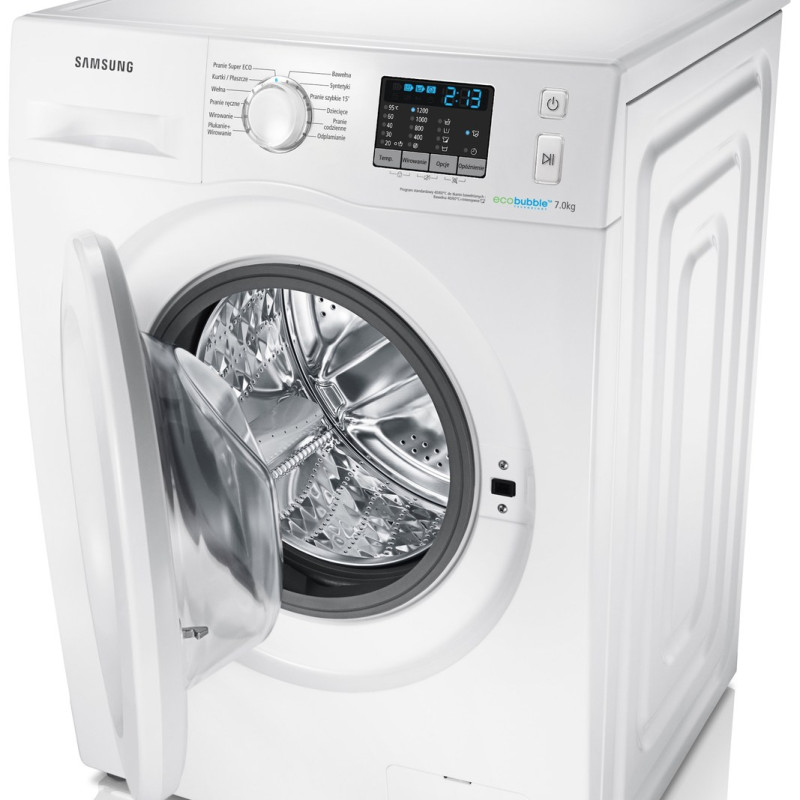 Samsung WF70F5E0W2W/AS Washing Machine Front Loading 7kg,1200 RPM,Eco Bubble LED Display,White