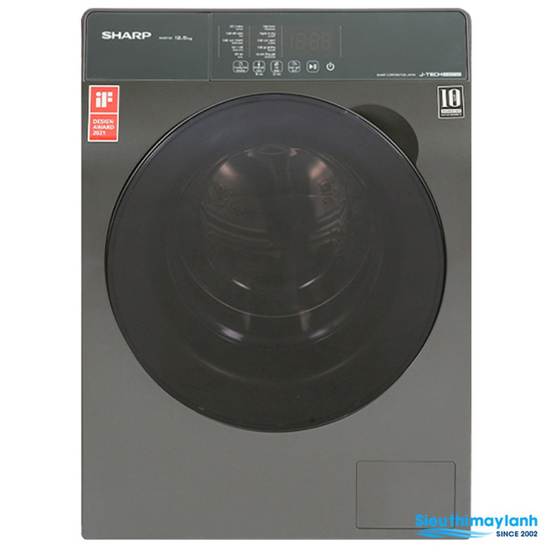 Sharp K-PRO Full Automatic Washing Machine, 10 kg, Inverter, Dark Grey (ES-FS104KLE-G).