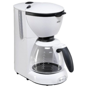 Braun KF520 coffeemaker 1100W 10Cups anti drip anti slip OptiBrew System Pivoting filter White