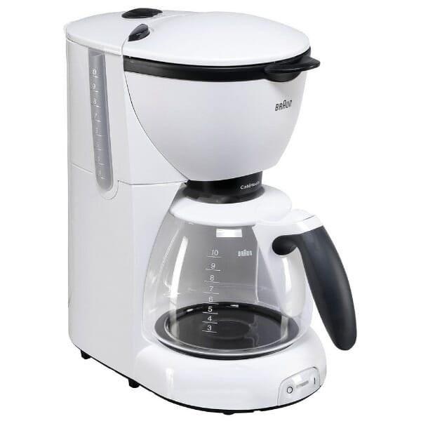 Braun KF520 coffeemaker 1100W 10Cups anti drip anti slip OptiBrew System Pivoting filter White