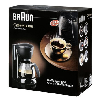 Braun KF560 coffeemaker 1100W 10Cups anti drip anti slip OptiBrew System Pivoting filter Black