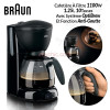 Braun KF560 coffeemaker 1100W 10Cups anti drip anti slip OptiBrew System Pivoting filter Black