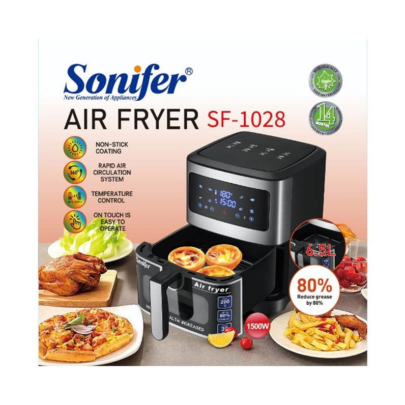 Sonifer Digital Stainless Steel Air Fryer, 6.5L Capacity, 1500W  SF-1028
