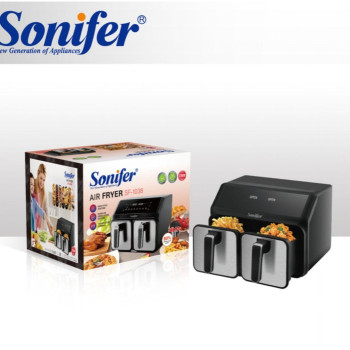Sonifer Digital Stainless Steel Dual Air Fryer, 4L + 4L Capacity, 2200W  SF-1038