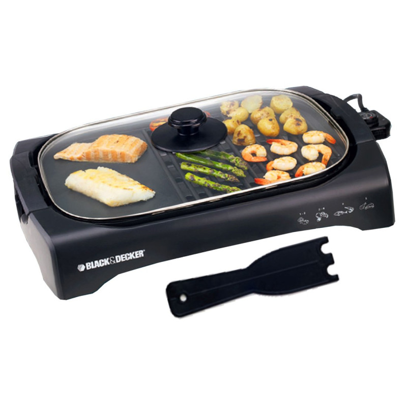 Black&DeckerLGM70 Contact Grill 2200W Large non-stick grill surface Adjustable thermostat dial