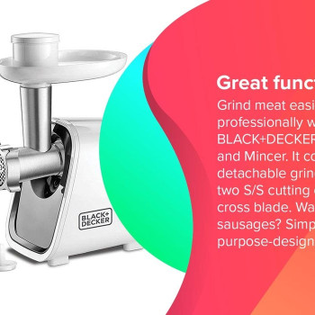 Black And Decker Meat Mincer, 1500 Watt, White