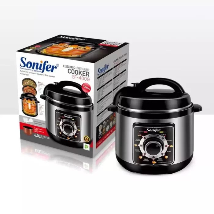 Sonifer Electric Pressure Cooker, 1000 Watt, 6 Liter Capacity, SF-4009