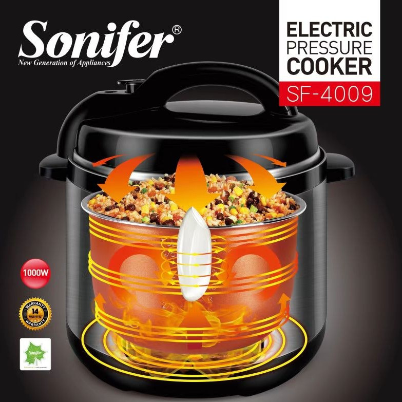 Sonifer Electric Pressure Cooker, 1000 Watt, 6 Liter Capacity, SF-4009