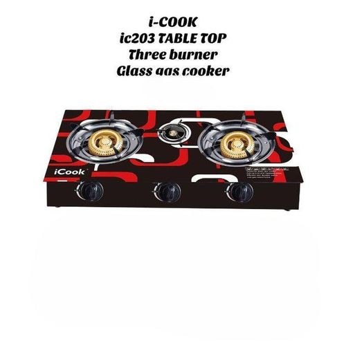 iCOOK cooker 4-burner stainless steel hob with auto-ignition & cast iron supports